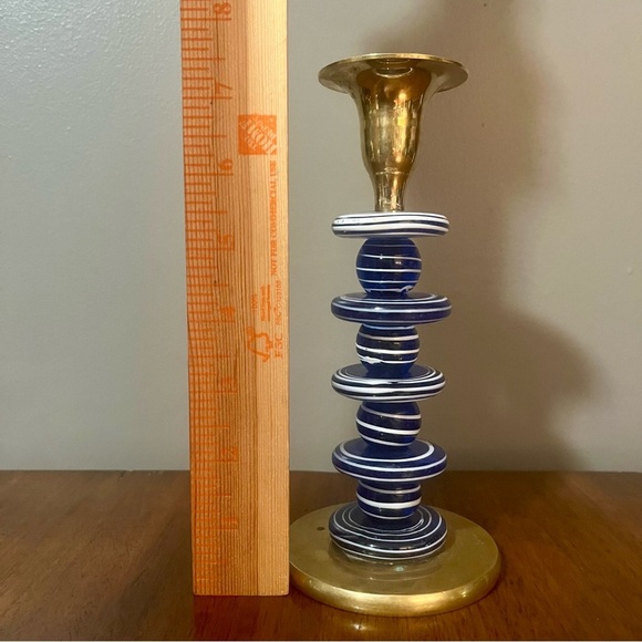 Vintage brass and glass candle holder. Made in India. - Picture 8 of 10